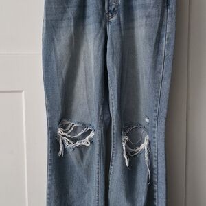 Cello Light Blue Distressed Straight Leg Jeans